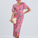 Angel Sleeve Wrap Style Midi Dress in Fuchsia Animal print