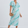 Angel Sleeve Wrap Style Midi Dress in Mint Animal print