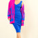 Blue Knitted Midi Dress with Pink Printed Cardigan Co Ord Set