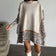 High Neck Oversize Jumper in Leopard Print - Stone