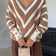 Off Shoulders Striped Knitted Sweater with Buttons in Camel