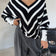 Off Shoulders Striped Knitted Sweater with Buttons in Black/White