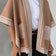 Knitted Cardigan/Poncho with Stripe Edge – Camel