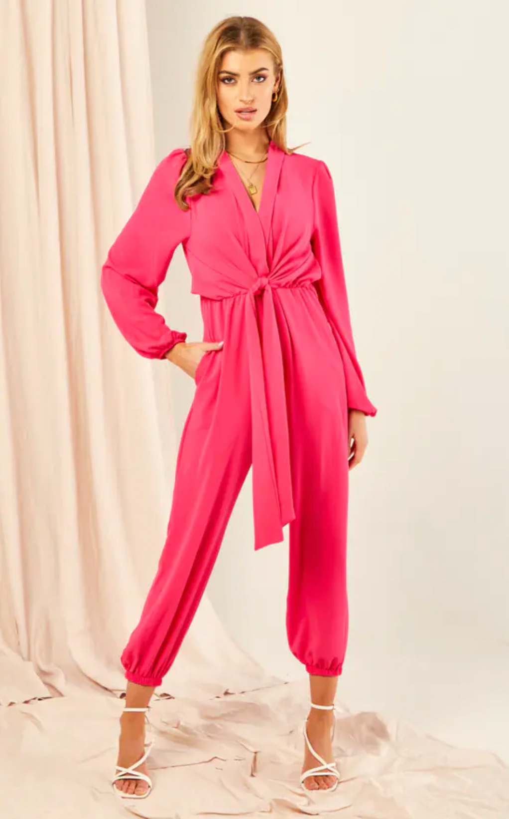 Pink wrap jumpsuit online